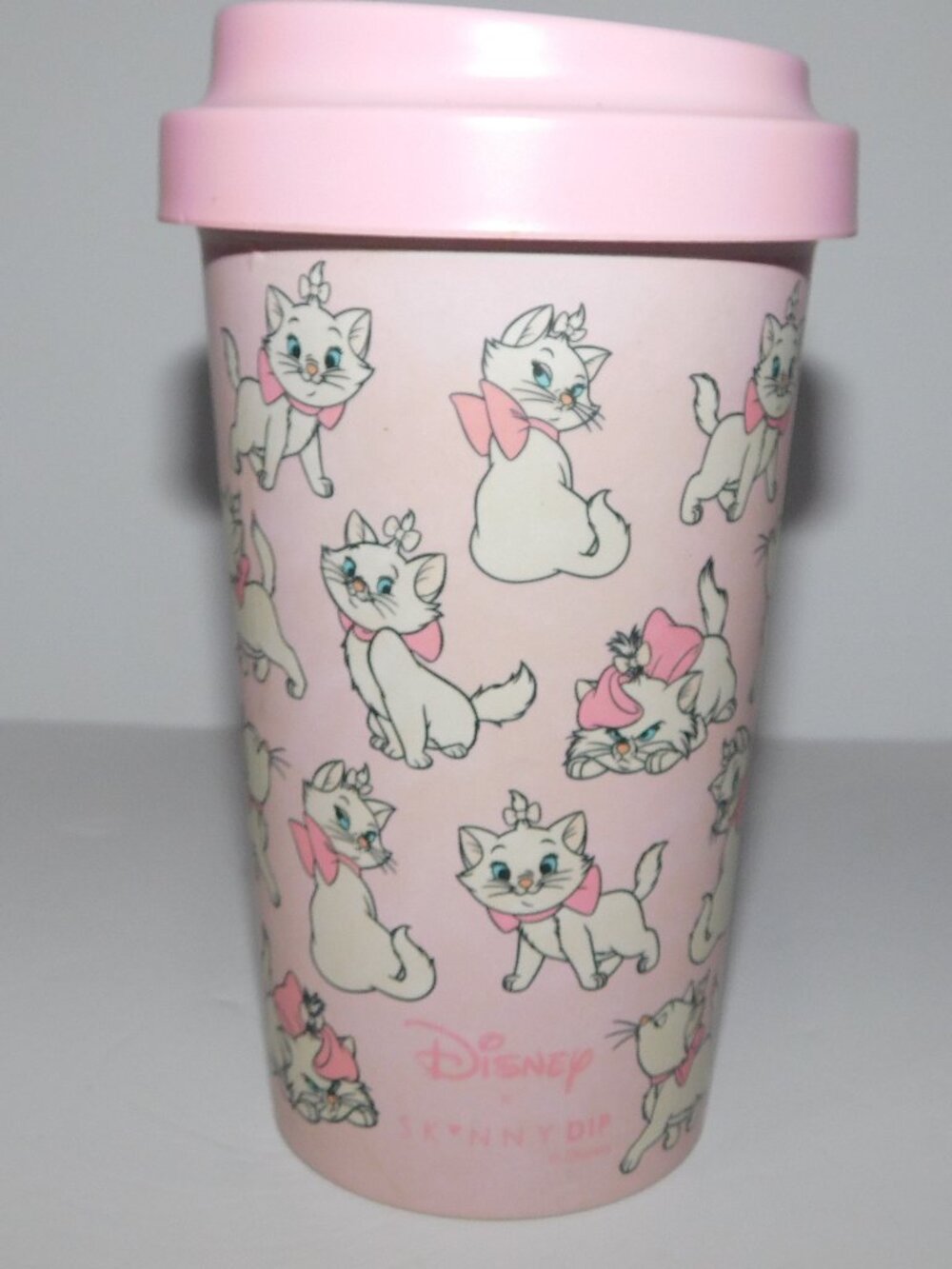 Skinny Dip London Disney Aristocats Marie 16 oz Pink Travel Tumbler Mug Bamboo
